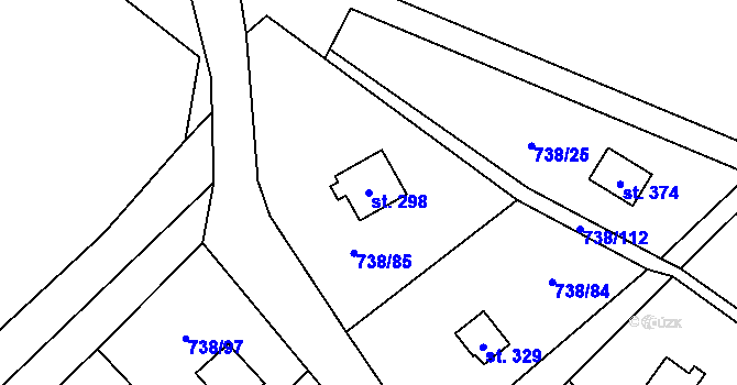 Parcela st. 298 v KÚ Vlkančice, Katastrální mapa