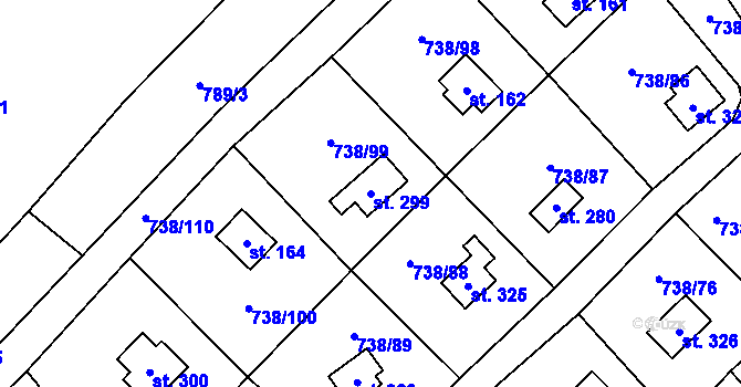 Parcela st. 299 v KÚ Vlkančice, Katastrální mapa