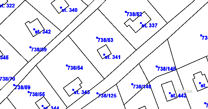 Parcela st. 341 v KÚ Vlkančice, Katastrální mapa