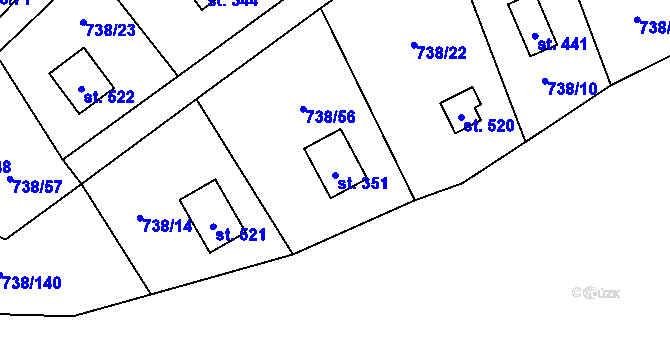 Parcela st. 351 v KÚ Vlkančice, Katastrální mapa
