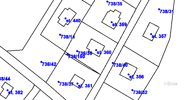 Parcela st. 360 v KÚ Vlkančice, Katastrální mapa