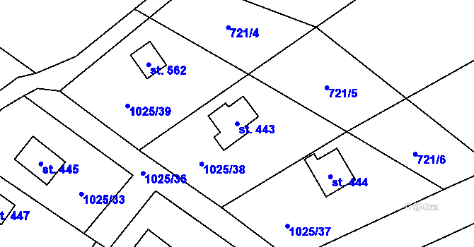 Parcela st. 443 v KÚ Vlkančice, Katastrální mapa
