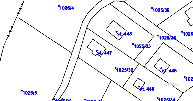 Parcela st. 447 v KÚ Vlkančice, Katastrální mapa