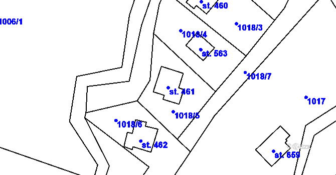 Parcela st. 461 v KÚ Vlkančice, Katastrální mapa