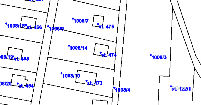 Parcela st. 474 v KÚ Vlkančice, Katastrální mapa