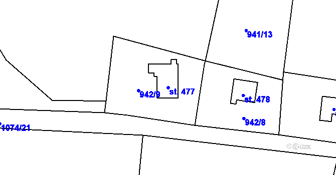 Parcela st. 477 v KÚ Vlkančice, Katastrální mapa