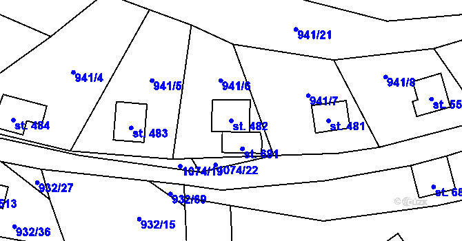 Parcela st. 482 v KÚ Vlkančice, Katastrální mapa