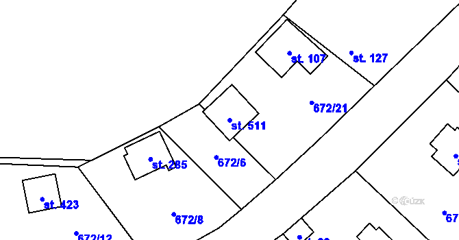 Parcela st. 511 v KÚ Vlkančice, Katastrální mapa