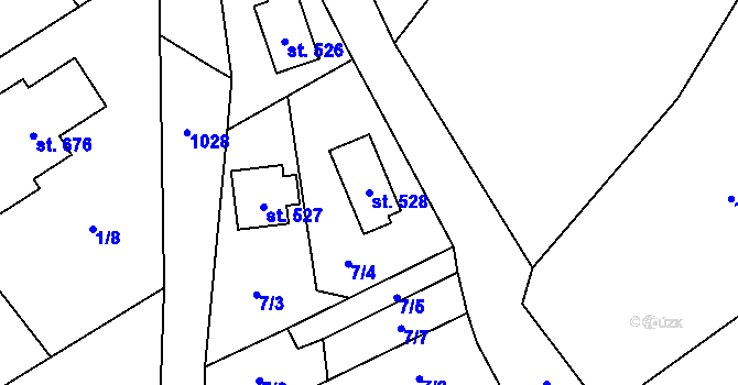 Parcela st. 528 v KÚ Vlkančice, Katastrální mapa