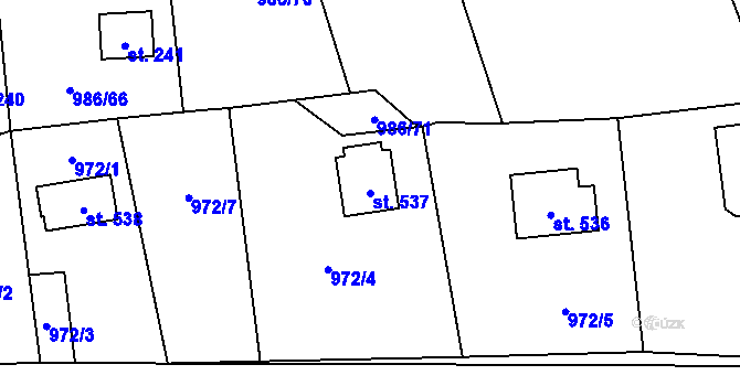 Parcela st. 537 v KÚ Vlkančice, Katastrální mapa
