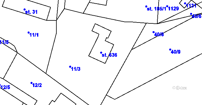 Parcela st. 636 v KÚ Vlkančice, Katastrální mapa
