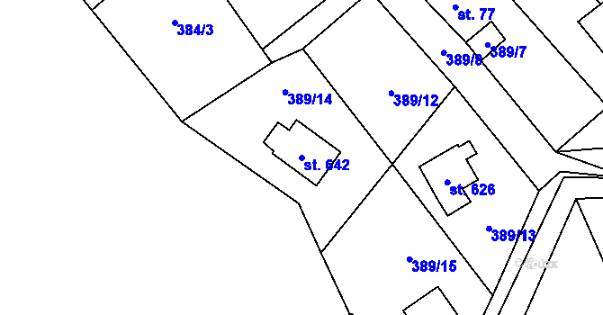 Parcela st. 642 v KÚ Vlkančice, Katastrální mapa