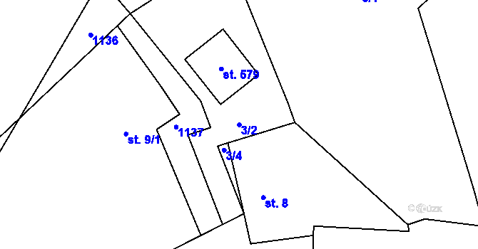 Parcela st. 3/2 v KÚ Vlkančice, Katastrální mapa