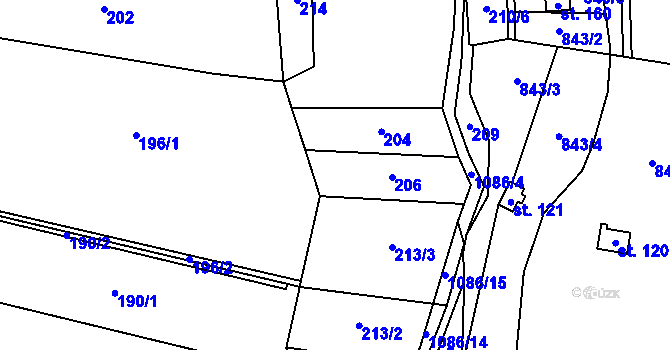 Parcela st. 213 v KÚ Vlkančice, Katastrální mapa