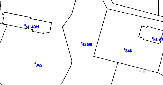 Parcela st. 425/6 v KÚ Vlkančice, Katastrální mapa