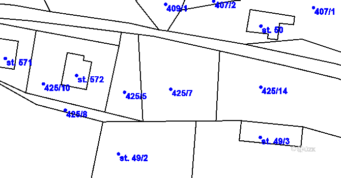 Parcela st. 425/7 v KÚ Vlkančice, Katastrální mapa