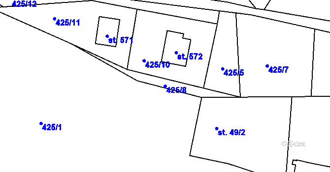 Parcela st. 425/8 v KÚ Vlkančice, Katastrální mapa