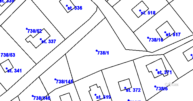 Parcela st. 738/1 v KÚ Vlkančice, Katastrální mapa