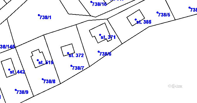 Parcela st. 738/6 v KÚ Vlkančice, Katastrální mapa