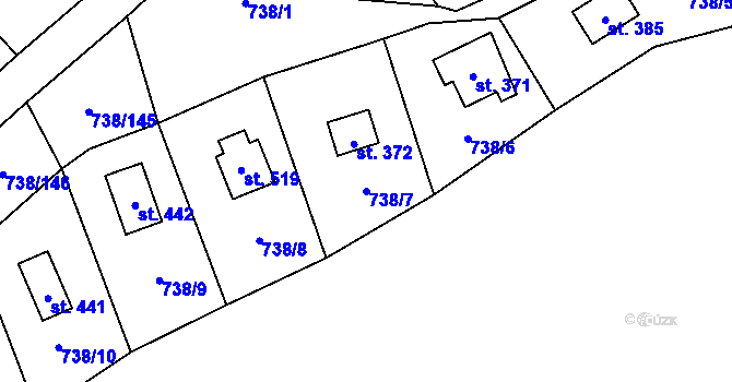 Parcela st. 738/7 v KÚ Vlkančice, Katastrální mapa