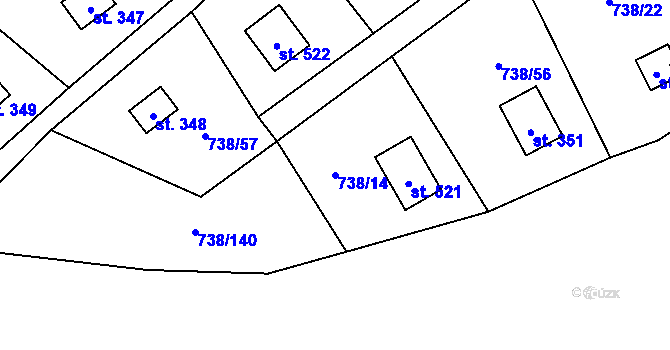 Parcela st. 738/14 v KÚ Vlkančice, Katastrální mapa