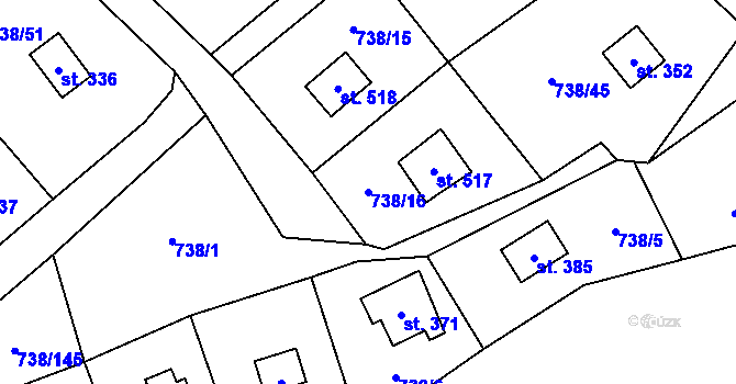 Parcela st. 738/16 v KÚ Vlkančice, Katastrální mapa