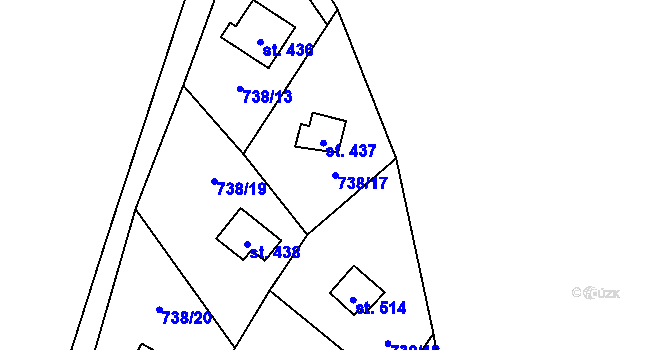 Parcela st. 738/17 v KÚ Vlkančice, Katastrální mapa