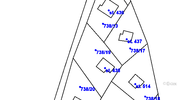 Parcela st. 738/19 v KÚ Vlkančice, Katastrální mapa