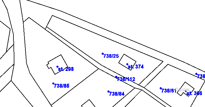 Parcela st. 738/25 v KÚ Vlkančice, Katastrální mapa