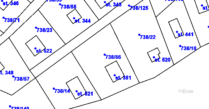 Parcela st. 738/56 v KÚ Vlkančice, Katastrální mapa