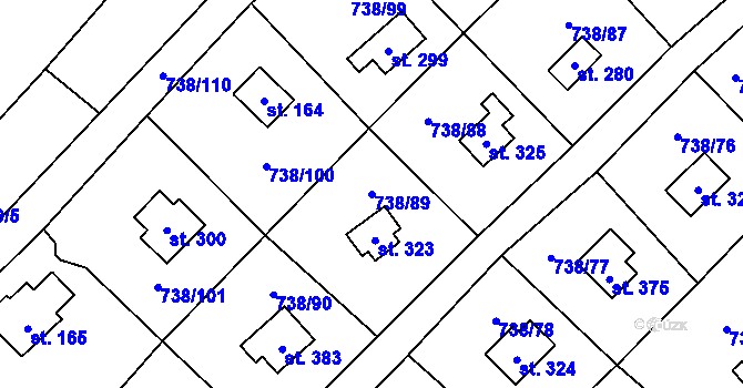 Parcela st. 738/89 v KÚ Vlkančice, Katastrální mapa