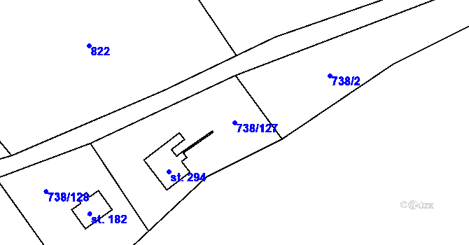 Parcela st. 738/127 v KÚ Vlkančice, Katastrální mapa