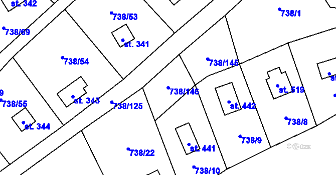 Parcela st. 738/146 v KÚ Vlkančice, Katastrální mapa