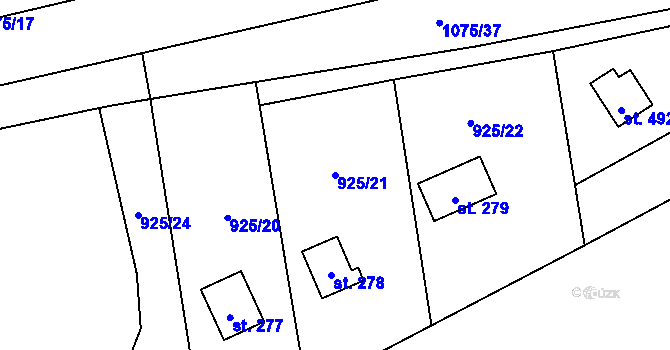 Parcela st. 925/21 v KÚ Vlkančice, Katastrální mapa