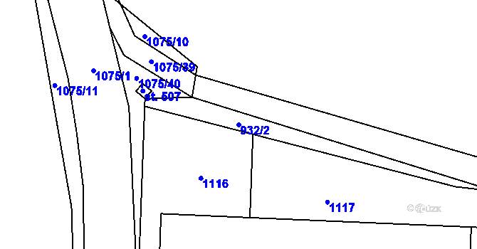 Parcela st. 932/2 v KÚ Vlkančice, Katastrální mapa