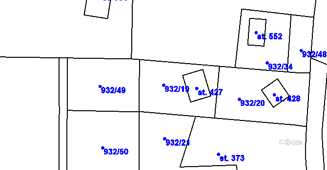 Parcela st. 932/19 v KÚ Vlkančice, Katastrální mapa