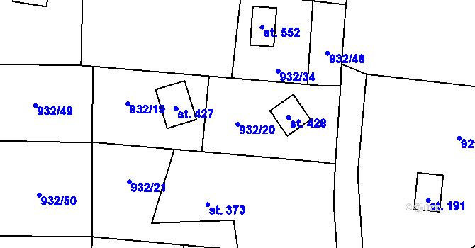 Parcela st. 932/20 v KÚ Vlkančice, Katastrální mapa