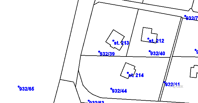 Parcela st. 932/39 v KÚ Vlkančice, Katastrální mapa