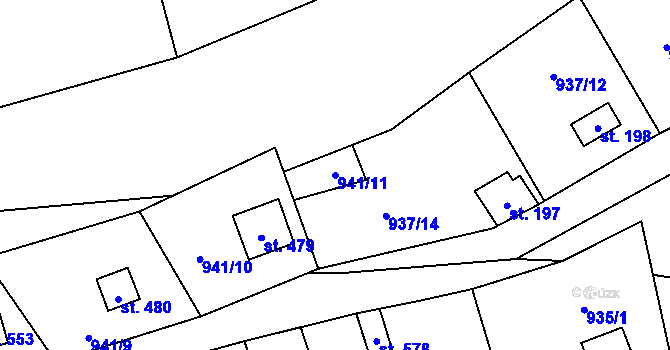 Parcela st. 941/11 v KÚ Vlkančice, Katastrální mapa