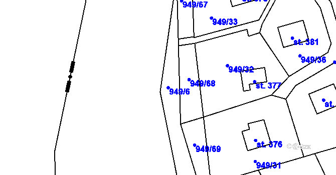 Parcela st. 949/6 v KÚ Vlkančice, Katastrální mapa
