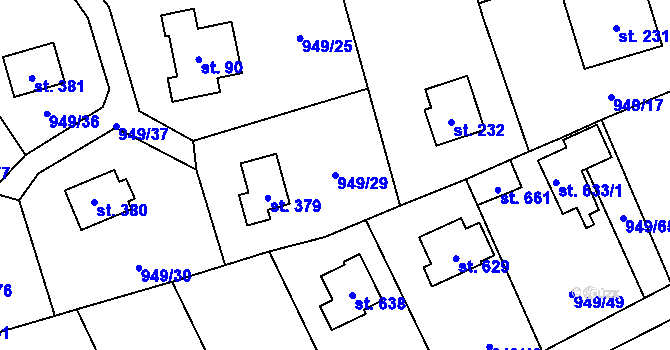 Parcela st. 949/29 v KÚ Vlkančice, Katastrální mapa