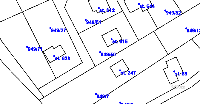 Parcela st. 949/50 v KÚ Vlkančice, Katastrální mapa