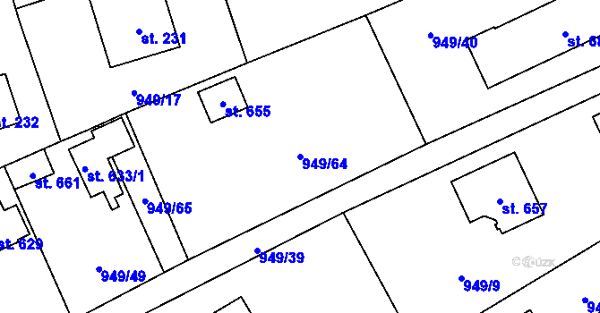 Parcela st. 949/64 v KÚ Vlkančice, Katastrální mapa