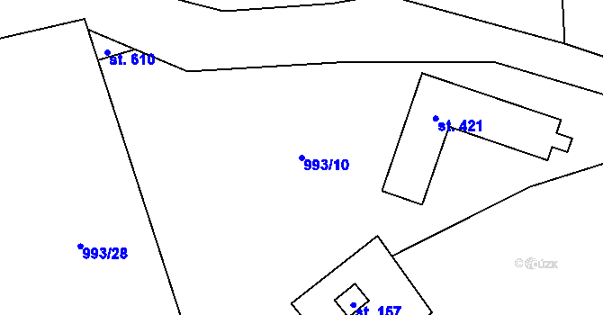 Parcela st. 993/10 v KÚ Vlkančice, Katastrální mapa