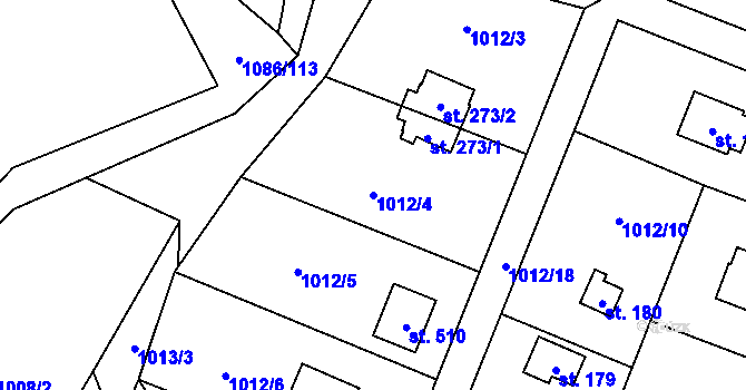 Parcela st. 1012/4 v KÚ Vlkančice, Katastrální mapa