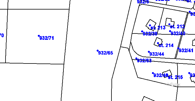 Parcela st. 932/65 v KÚ Vlkančice, Katastrální mapa