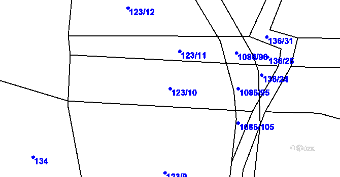 Parcela st. 123/10 v KÚ Vlkančice, Katastrální mapa