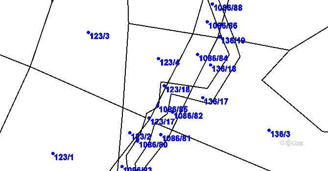 Parcela st. 123/18 v KÚ Vlkančice, Katastrální mapa