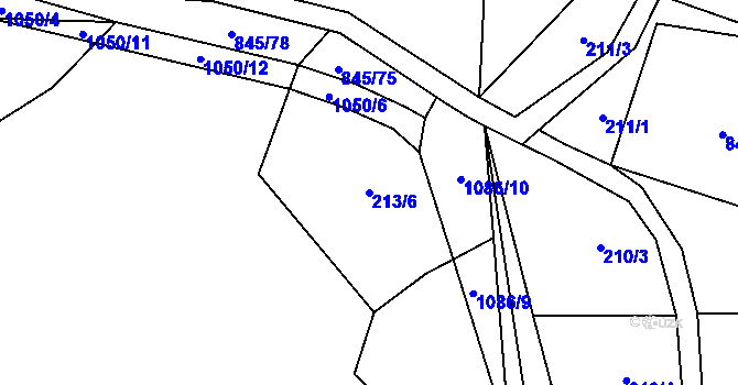 Parcela st. 213/6 v KÚ Vlkančice, Katastrální mapa