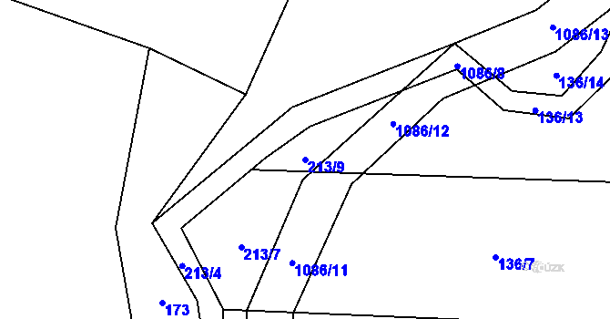 Parcela st. 213/9 v KÚ Vlkančice, Katastrální mapa